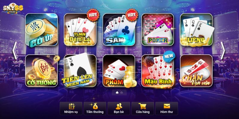 Giới thiệu về sảnh game bài tại Sky88