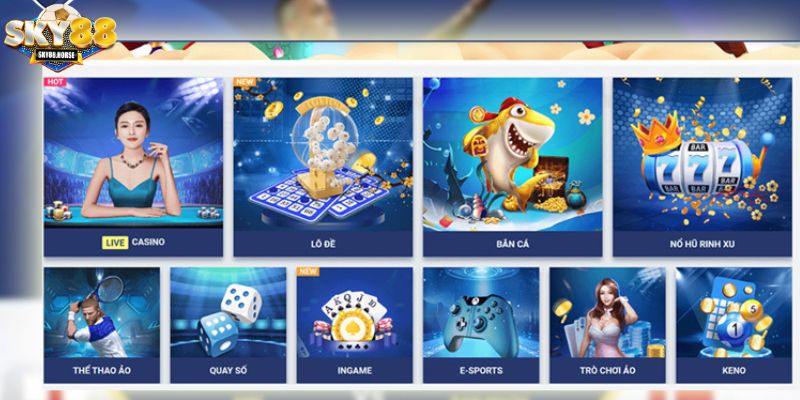 Tổng hợp các mục game đang có mặt tại nhà cái Sky88